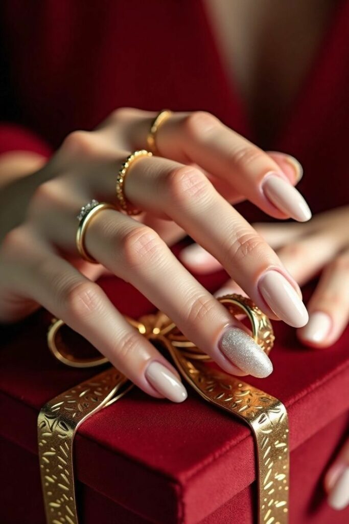 Minimalist Christmas Nails Are Perfect for Office Women
