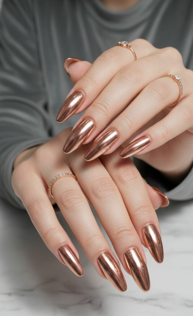 Rose Gold Chrome Nails Rose Gold Chrome Nails